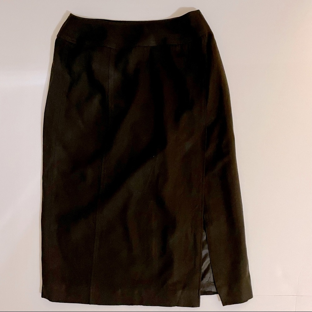 Brown Wool Pencil Skirt with Side split